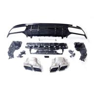 Lèvre Pare-Chocs Pour Benz W205 Diffuseur Diffuseur Arrière | Pour AMG Berline 4 Portes 2015-2021 C63 Style Diffuseur Pare-chocs Arrière Becquet Lèvre Tuyau Silencieux(Silver-Black)