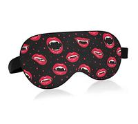 Lèvres de vampire rouges avec des points de dents sur des masques pour les yeux noirs Blocs de couverture Masque de sommeil léger Couverture d'ombre avec bandeau pour les yeux relaxant avec sangle de