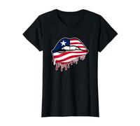 Lèvres du Drapeau Love Liberia | Liberian Pride Independence T-Shirt Graphique avec Valeur, Femme, Noir, S