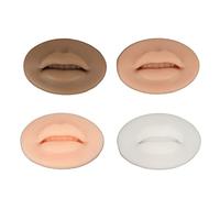 Lèvres en Silicone 3D, Modèle de Lèvres en Silicone, Couleur Translucide, Noir foncé Clair, Souples et Flexibles, pour Tatouage Pratique, 4 Pièces