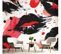 Lèvres Femme Abstraites Papier Peint, 308X220 Cm Wasserdichte Tapete Dekorativ Pop Art Kontakt Papier Für Wohnzimmer Schlafzimmer Waschraum Schrank Wand Noir