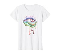 Lèvres goutteuses Bleues Vertes T-Shirt Graphique avec Valeur