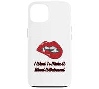 Lèvres Rouges de Vampire avec Croc, Je Veux Faire Une Prise de Sang Coque pour iPhone 13