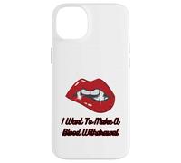 Lèvres Rouges de Vampire avec Croc, Je Veux Faire Une Prise de Sang Coque pour iPhone 14 Plus