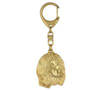 Lévrier Afghan, Afghane II - Porte-clés Doré En Or Plaqué Avec Chien, Main