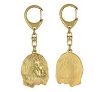 Levrier afghan, Tazi II - Porte-clés doré avec chien dans boîte cadeau, décorati