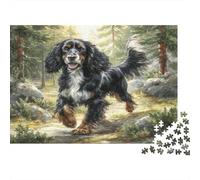 Lévrier Afghan Papier Cocker Spaniel Tricolore Courant sur Un Chemin forestier Puzzle Lot Cadeau Secret Santa Stimulant mentalement 38x26cm/1000 pièces