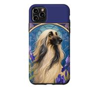 Lévrier Afghan Vintage avec Fleurs d'iris Violettes Coque pour iPhone 11 Pro Max