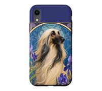 Lévrier Afghan Vintage avec Fleurs d'iris Violettes Coque pour iPhone XR