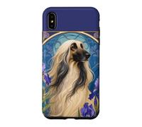 Lévrier Afghan Vintage avec Fleurs d'iris Violettes Coque pour iPhone XS Max