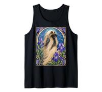 Lévrier Afghan Vintage avec Fleurs d'iris Violettes Débardeur
