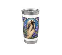 Lévrier afghan vintage avec fleurs d'iris violettes Gobelet isotherme en acier inoxydable double paroi