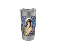 Lévrier afghan vintage avec fleurs d'iris violettes Gobelet isotherme en acier inoxydable double paroi