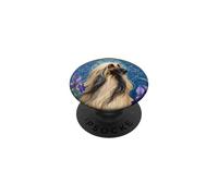 Lévrier Afghan Vintage avec Fleurs d'iris Violettes PopSockets PopGrip Adhésif