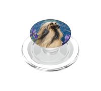 Lévrier Afghan Vintage avec Fleurs d'iris Violettes PopSockets PopGrip pour MagSafe