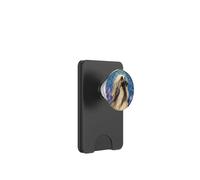 Lévrier Afghan Vintage avec Fleurs d'iris Violettes PopSockets PopWallet pour MagSafe