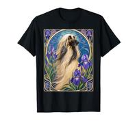 Lévrier Afghan Vintage avec Fleurs d'iris Violettes T-Shirt