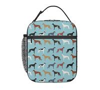 Lévriers mignons de race de chien manteaux de chien couleurs sac à déjeuner mignon de lévrier, boîte à déjeuner isolée durable sac fourre-tout réutilisable pour adultes sac isotherme réutilisable