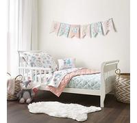 Levtex Baby Fiona Parure de lit pour enfant - Rose, turquoise, blanc - Thème forêt - Parure de lit 5 pièces comprenant une couette réversible, un drap-housse, un drap plat, une taie d'oreiller, un