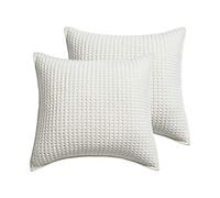 Levtex Home - Mills Waffle - Euro Sham (Lot de 2) - Crème - Taille des taies d'oreiller (66 x 66 cm), Coussin Non Inclus