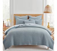 Levtex Home - Mills Waffle - Parure de lit pour très Grand lit/très Grand lit californien - Tissu gaufré en Coton Chambray - Taille de la Couette (269,2 x 233,7 cm), taie d'oreiller (91,4 x 50,8 cm)