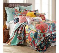 Levtex Home - Parure de lit Jules - Couette pour lit Double/Grand lit (223,5 x 233,7 cm) + Deux taies d'oreiller Standard (66 x 50,8 cm) - Bohème - Bleu Sarcelle, Orange, Jaune, Vert, Bleu, Rouge,
