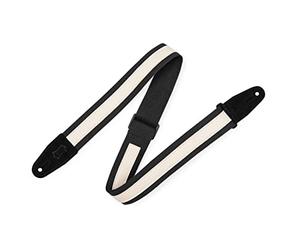 Levy's Leathers Cotton Combo Series MC2CG-BLK-CRM Sangle de guitare en coton avec bandes en cuir Noir/crème Largeur 5 cm
