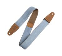 Levy's Leathers Denim Series Sangle de guitare avec extrémités en cuir véritable Bleu clair Largeur 5 cm