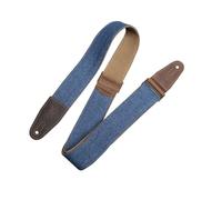 Levy's Leathers Denim Series Sangle de guitare avec extrémités en cuir véritable | Largeur 5 cm | Bleu (M7DM-BLU)
