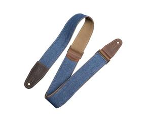 Levy's Leathers Denim Series Sangle de guitare avec extrémités en cuir véritable | Largeur 5 cm | Bleu (M7DM-BLU)