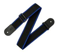 Levy's Leathers M8POLY-BKB Sangle de guitare en polypropylène avec extrémités en cuir véritable et réglage tri-glide Noir/bleu 5,1 cm