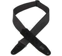 Levy's Leathers MC2PH-BLK Sangle de support unisexe en coton noir de 5,1 cm avec extrémités en daim étendues pour 4 médiators et convient aux guitares de 37 à 59 pouces, standard