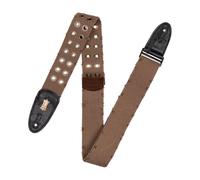 Levy's Leathers MC8TWEY-BRN Sangle de guitare « usée et déchirée » en coton marron de 5,1 cm avec œillets en laiton et réglage Tri-Glide
