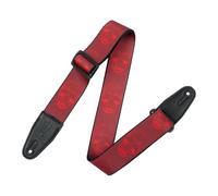 Levy's Leathers MPD2-114 Imprimés en polyester avec extrémités en cuir Rouge foncé et tête de mort rouge 5 cm