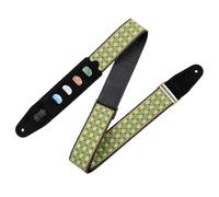 Levy's Leathers Original Hootenanny Series Sangle de guitare avec porte-médiator en tissu jacquard Vert Largeur 5 cm
