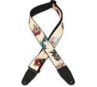 Levy's Leathers Sangle de guitare 5,1 cm avec design Old School et extrémités en cuir noir réglable de 88,9 cm à 152,4 cm (MP2TAT-005)