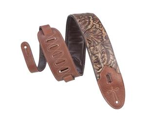 Levy's Leathers Sundance M4WP-002 Sangle en cuir gaufré pour guitare Motif palmier et noix de pécan Largeur 7,6 cm