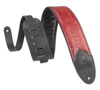 Levy's Leathers Sundance M4WP-003 Sangle en cuir gaufré pour guitare Motif géranium merlot Largeur 7,6 cm