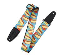 Levy's MP2TG-002 Sangle de guitare en polyester, largeur 5,1 cm, longueur réglable jusqu'à 152 cm, embouts en cuir, design décoratif, confort pour guitare et basse