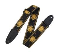 Levy's MPJG-SUN-BLK Sangle de Guitare Jacquard Weave Leather Back & Ends 2" Sun Design - Black