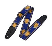 Levy's MPJG-SUN-BLU Sangle de Guitare Jacquard Weave Leather Back & Ends 2" Sun Design - Blue