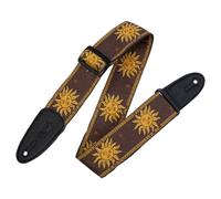 Levy's MPJG-SUN-BRN Sangle de Guitare Jacquard Weave Leather Back & Ends 2" Sun Design - Brown