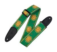 Levy's MPJG-SUN-GRN Sangle de Guitare Jacquard Weave Leather Back & Ends 2" Sun Design - Green