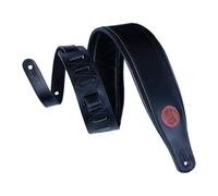 Levy's MSS1-BLK Sangle de Guitare Veg-tan Leather Garment Leather Backing Signature Logo Padded 3" - Black