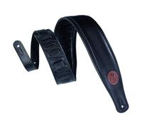 Levy's MSS2-BLK Sangle de Guitare Garment Leather Garment Leather Backing Signature Logo Padded 3" - Black