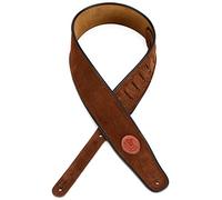 Levy's MSS3-BRN Sangle de Guitare Suede Leather Signature Logo Piping 2 1/2" - Brown