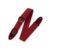 Levys Sangle de guitare MSSC8-RED 5 cm coton logo en cuir rouge