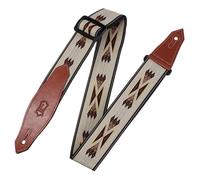 Levy's MSSN80-TAN Sangle de Guitare Jacquard Weave Poly Back & Leather Ends 2" - Tan