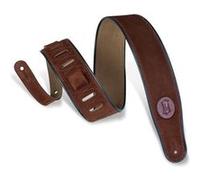 Levy's MSS3-BRN Sangle de Guitare Suede Leather Signature Logo Piping 2 1/2" - Brown