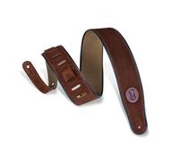Levy's MSS3-BRN Sangle de Guitare Suede Leather Signature Logo Piping 2 1/2" - Brown